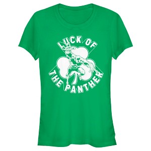 Juniors Womens Marvel St. Patrick's Day Black Panther Luck T-Shirt - 1 of 4