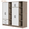 LOVMOR 6-Door Wardrobe with Shelves, Drawers, 2 Hanging Rods, 1 Closed Cabinet and 8 Open Shelves for Bedroom, Home Room - 4 of 4