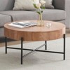 Round Coffee Table with Storage with Drawers Farmhouse Circle Table, Wood Accent Center Table Natural Living Room Tables - 2 of 4