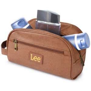 Lee Men's Toiletry Bag, PU Leather Travel Dopp Kit, Water-Resistant Men's Travel Size Toiletries Containers, Travel Essentials Hanging Cosmetic Bag - 1 of 4