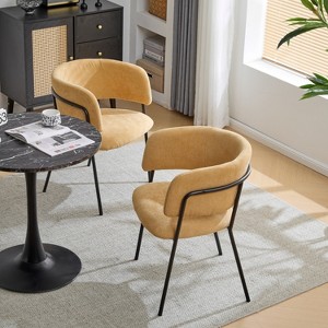 KWPZQEB Modern Kitchen Dining Chairs Set of 2, Linen Fabric Dining Chairs with Arms and Metal Legs, Upholstered Dining Room Chair, - 1 of 4
