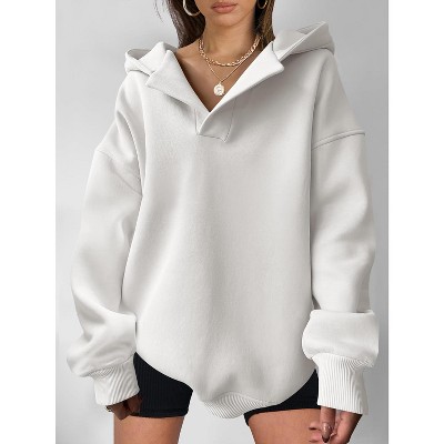 Womens Hoodies Oversized V Neck Sweatshirts Long Sleeve Pullover Casual Fall Teen Girls Preppy Clothes
