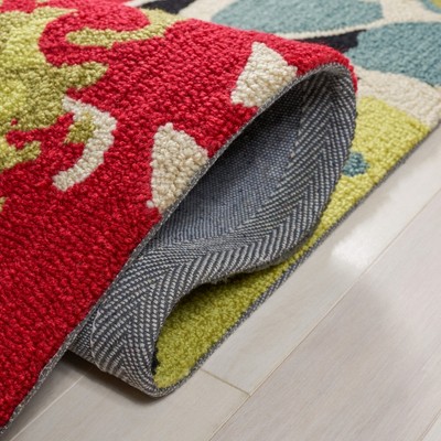Handmade Black Floral Rectangular Synthetic Area Rug