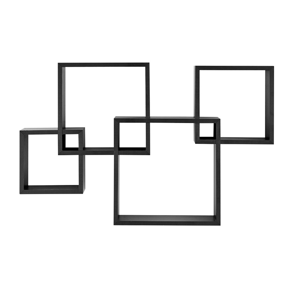 Photos - Wall Shelf 28.35" x 18" Blocchetto Intersecting Cubes  Unit Black - Danya B