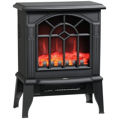 HOMCOM Electric Fireplace Heater, Fireplace Stove with Realistic LED Flames and Logs and Overheating Protection, 750W/1500W