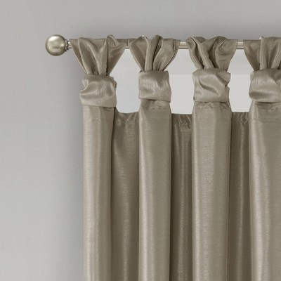 Pewter Faux Silk Total Blackout Tab Top Curtains