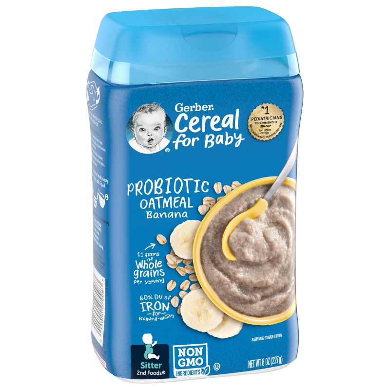 Gerber Probiotic Oatmeal Banana Baby Cereal - 8oz, 3 of 15