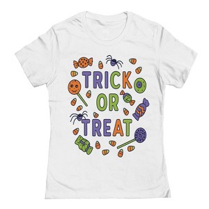 Rerun Island Women Trick Or Treat Colors Short Sleeve Graphic Cotton T-Shirt - 1 of 4