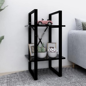 vidaXL 2-Tier Book Cabinet Black 15.7 in.x11.8 in.x27.6 in. Engineered Wood - 1 of 4