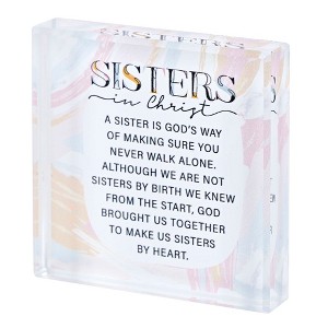 Dicksons Sisters In Christ, Sisters By Heart, Multicolor 3 x 3 Inch Glass Tabletop Sign Plaque, - 1 of 1