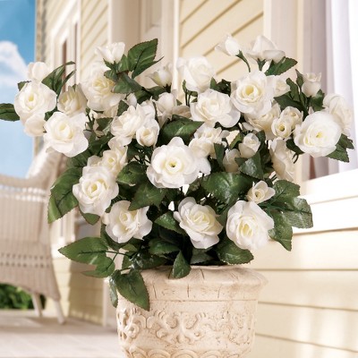 White Artificial Rose Bushes Set of 3, 18" Tall