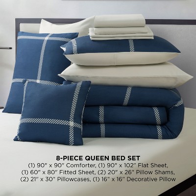 The Sheet Lab Windowpane Check Bed in a Bag, Navy, Queen — фото 2