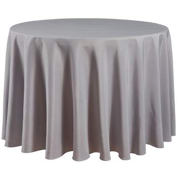 RCZ Décor Elegant Round Table Cloth - Made With High Quality Polyester Material, Beautiful Silver Grey Tablecloth With Durable Seams