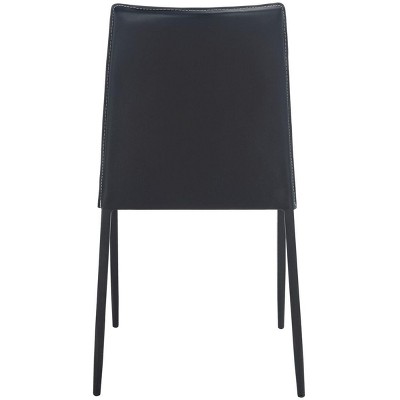 Cason Black Faux Leather Dining Side Chair Set with Steel Legs