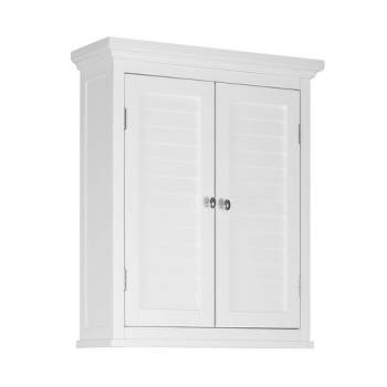 Slone 2 Door Shuttered Wall Cabinet - White - Elegant Home Fashion
