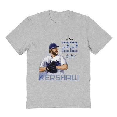 MLBPA Men's Kershaw Pw Licensed Mlb Players Los Angeles Dodgers Baseball Clayton Kershaw Short Sleeve Graphic Cotton T-Shirt - Sport Grey S