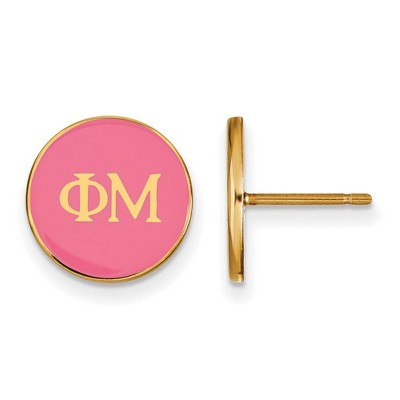 Black Bow Jewelry 14k Yellow Gold Plated Sterling Silver Phi Mu Greek Life Stud Earrings