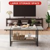 41" Rustic Farmhouse Coffee Table, Modern Minimalist Wood and Metal Living Room Table, 2 Tie Rectangle Center Table with Storage - 3 of 4
