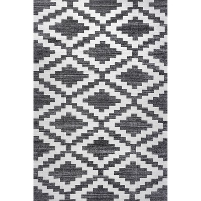 Nuloom Tameras Geometric 8x10 Machine Washable Indoor Area Rug for Living Room Bedroom Dining Room Kitchen, Charcoal/Off White