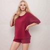 Anna-Kaci Lounge Women's Waffle Knit Short Sleeve Lounge Top and Shorts Set with Relaxed Fit - 4 of 4
