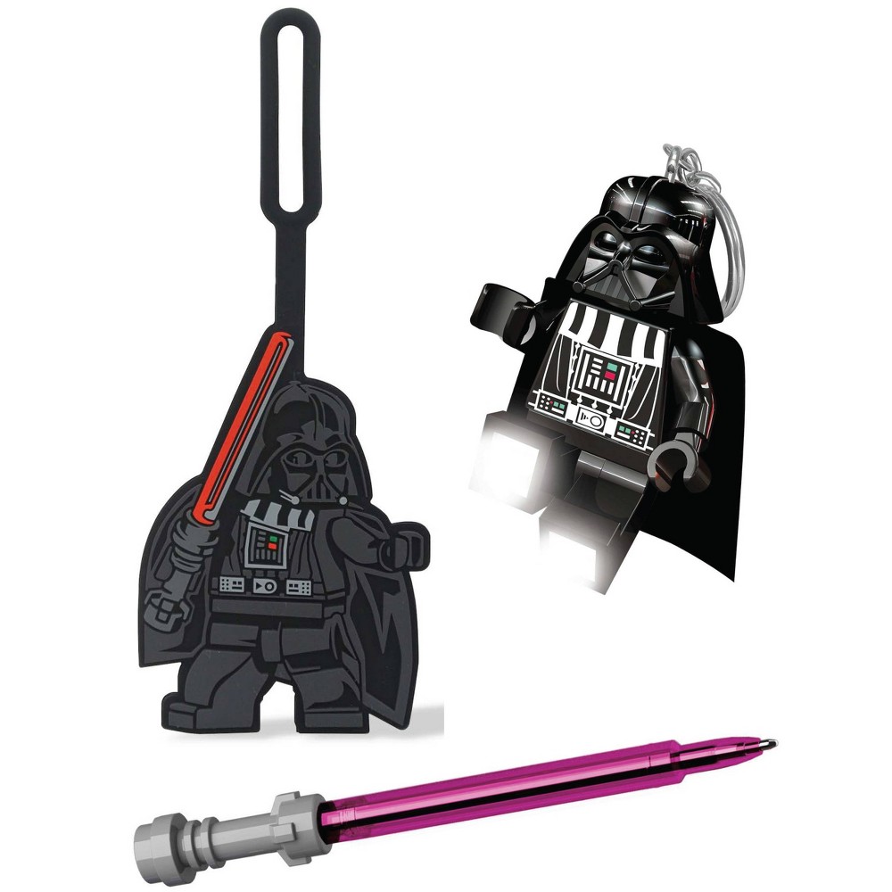 LEGO Star Wars Lightsaber Gel Pen Red Ink with Darth Vader Bag Tag and Keychain Gift Set -  89715766