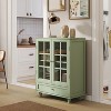 Airsurfer Minimalism Buffet Cabinet with Double Glass Doors and Drawer, Modern Wooden Storage Sideboard Cupboard, 28''x15''x36.22'' - 2 of 4