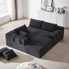 TiramisuBest 108" Modular L-Shaped Upholstered Sectional Sofa Set w/ Left Chaise, 6 Pillows & Free Combination for Living Room & Bedroom,Black - 3 of 4