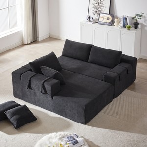 KWPZQEB 108" Modern Boneless Couch, L-Shaped Chenille Upholstered Sectional Sofa Couch With Pillows & Deep Seat for Living Room, No Assembly Required - 1 of 4