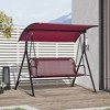 Outsunny 3-Person Porch Swing Bench with Stand & Adjustable Canopy, Armrests, Steel Frame for Outdoor, Garden, Patio, Porch & Poolside, Wine Red - 2 of 4