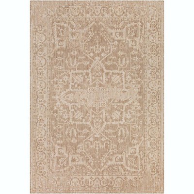 Mark & Day Kingsley 5'3"x7' Rectangle Woven Indoor and Outdoor Area Rugs Brown: Stain-Resistant, Pet Friendly, Medallion Pattern