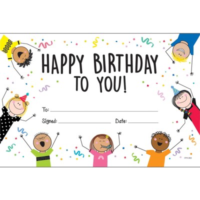 Creative Teaching Press Stick Kids Happy Birthday Awards, Pack of 30 (Case of 4)