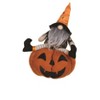 Plush Halloween Gnome on Pumpkin Set – 14"H – Fabric Orange Black – By Melrose - 2 of 3