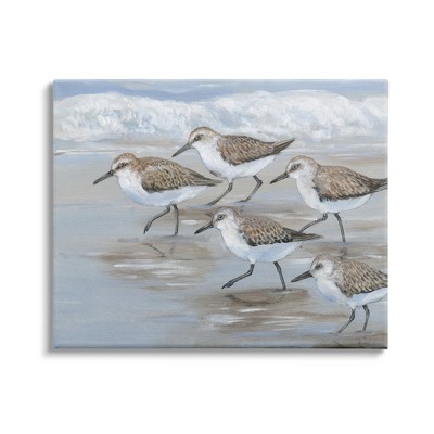 Stupell Industries Sandpiper Bird Flock Marching Beach Coast Waves
