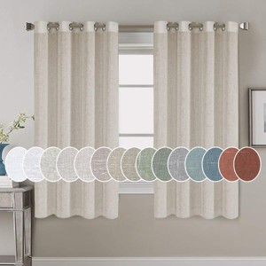 Living Room Linen Curtains Nickel Grommet Energy Saving Light Filtering Semi Sheer Curtain - 1 of 4