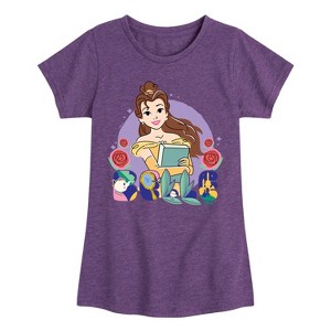 Girls' - Disney Princess - Belle with Book Fitted Short Sleeve Graphic T-Shirt - 1 of 4