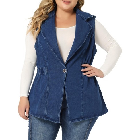 Unique Bargains Agnes Orinda Women's Plus Size Utility Vest Drawstring  Waist Sleeveless Jacket