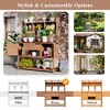 50”W Garden Potting Bench Table, Outdoor Patio Workstation with Hutch, Drawer and Adjustable Shelves, Fir Wood Frame, Brown/White/Natural-ModernLuxe - 4 of 4