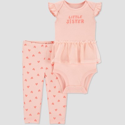 Image of Carter's Just One You® Baby 2pc 'Little Sister' Top & Bottom Set - Pink Newborn