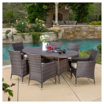 Dana 7pc Wicker Dining Set - Multibrown - Christopher Knight Home