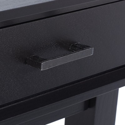 Black Mid-Century Modern Wood Desk with 3 Drawers