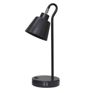Simple Designs Sleek Essentials Metal Looped Desk Lamp with USB Black - 1 of 4
