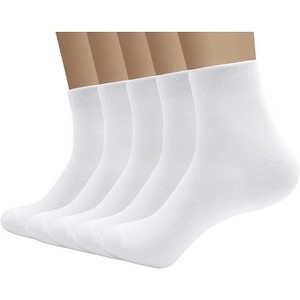 SERISIMPLE Men Viscose Bamboo Quarter Thin Ankle High Breathable Comfort Cool Soft Quarter Ankle Socks Grey Large 5 Pairs - 1 of 4