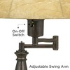 Regency Hill Traditional Swing Arm Desk Lamp 22 1/2" High with USB Charging Port Bronze Metal Faux Leather Shade for Living Room - 4 of 4