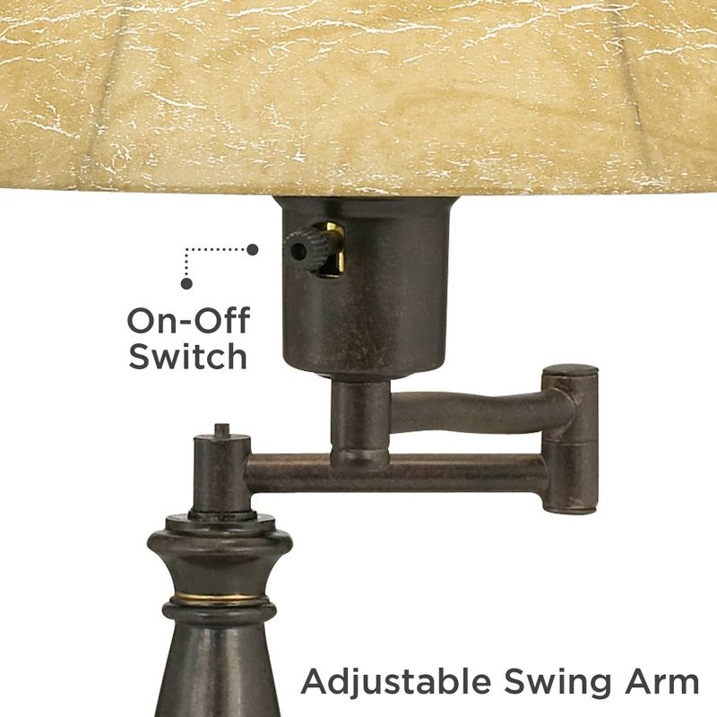 Regency Hill Andrea 22 1/2" High Small Farmhouse Rustic Desk Lamps Set of 2 Smart Socket Swing Arm Brown Bronze Finish Metal Home Office Living Room, 3 of 9
