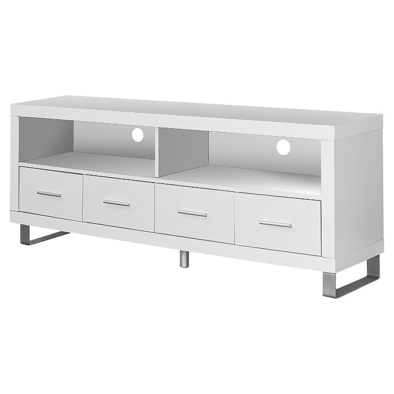 Monarch Contemporary Entertainment Center TV Stand w/ Storage, White (2 Pack), 5 of 7