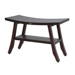 DecoTeak® Satori® 28" Teak Wood Shower Bench with Shelf in Woodland Brown Finish - 1 of 4