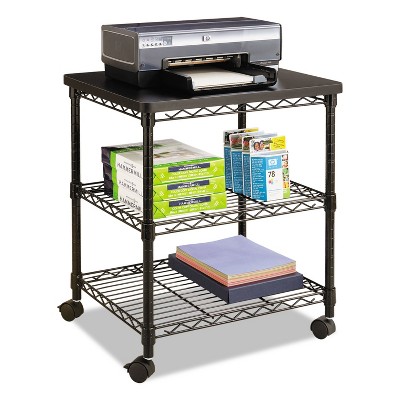 Photo 1 of damaged -- safco Desk Side Wire Machine Stand Three-Shelf 24w x 20d x 27h Black 5207BL