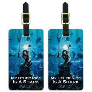 Aquaman Movie My Other Ride Is A Shark Luggage ID Tags Set of 2 - 1 of 4