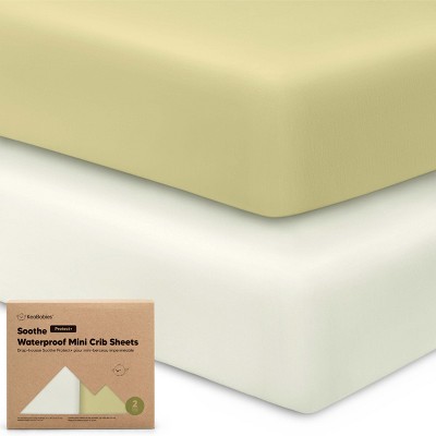 KeaBabies 2pk Soothe Waterproof Fitted Mini Crib Sheets for Girl, Boy, 100% Organic Soft Cotton Pack and Play Sheets