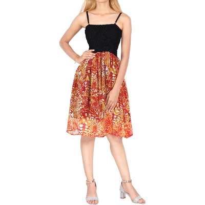 LA LEELA Women's House Daily Routine Evening Wear Sleeveless Backless Elastic Tube Top Mini Evening Casual Dress One Size Multicolored, Floral